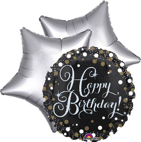 Ballon toefje happy birthday black