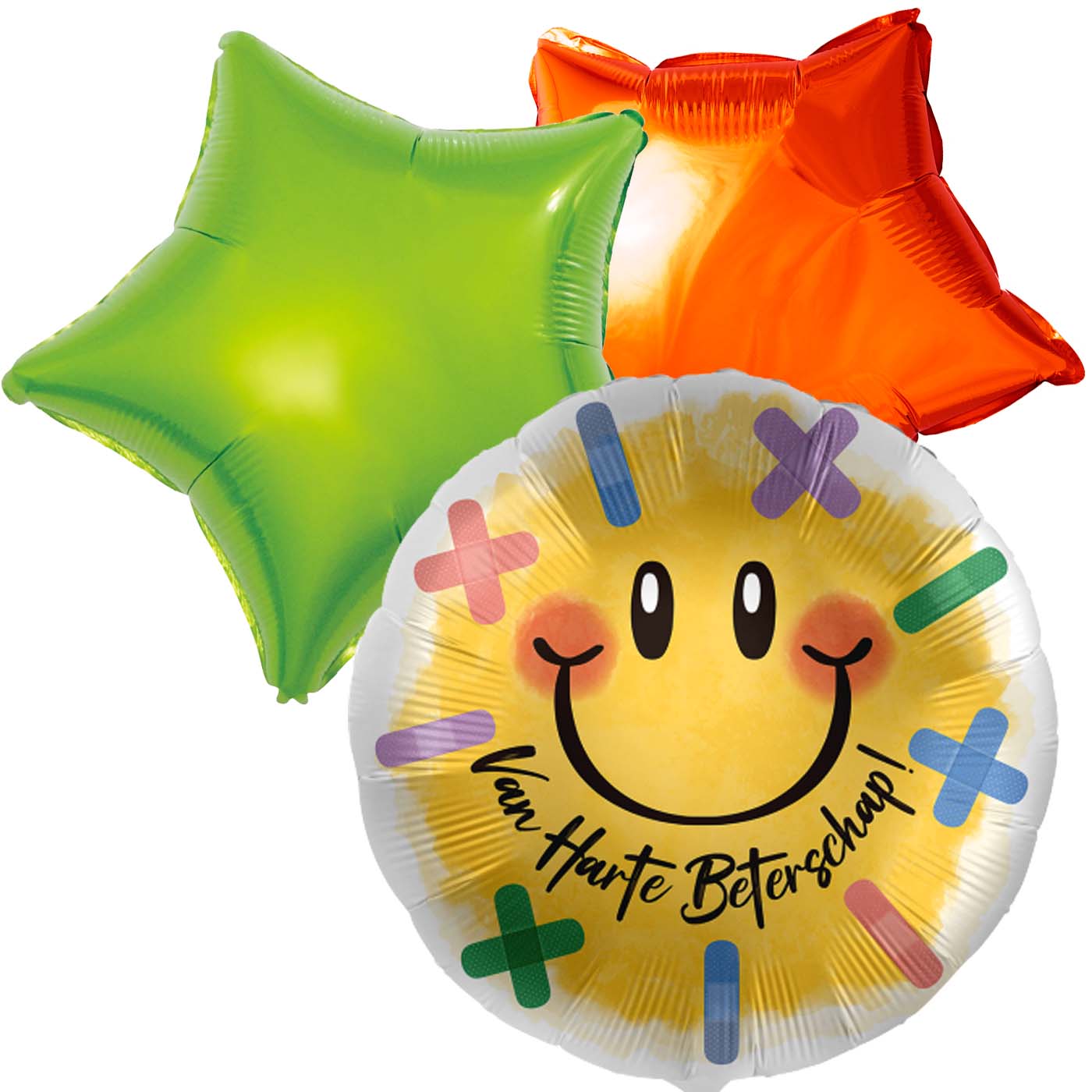 DeBallonnensite Ballon toefje beterschap smiley met pleisters